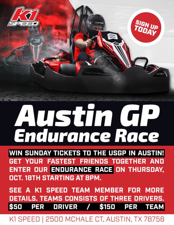 Race to Win United States Grand Prix Tickets in Austin K1 Speed