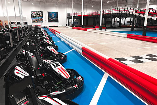 karts sit by the indoor track at k1 speed west palm beach