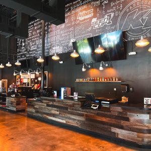 the counter at the paddock lounge cafe inside of k1 speed west palm beach