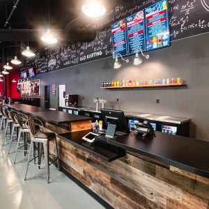 the main counter of k1 speed traverse city's paddock lounge