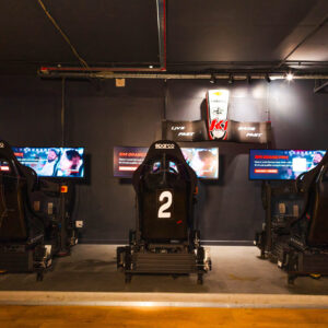 a row of racing simulators at k1 speed in london