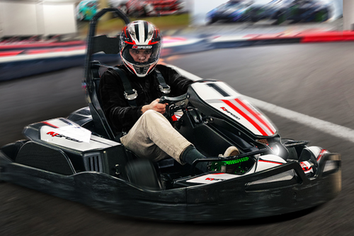 image of a man drifting a superleggero go kart at k1 speed during drift night in 2025