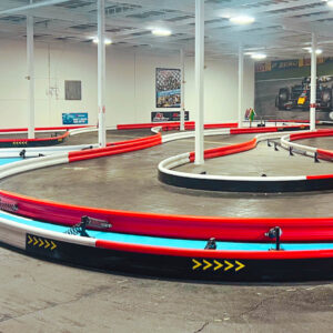 a picture of the kart track inside k1 speed tukwila