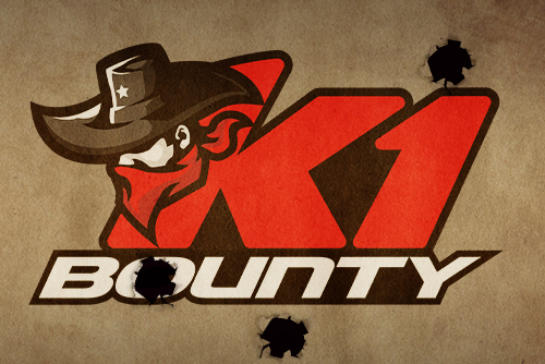 K1 Bounty logo with cowboy image and bullet holes